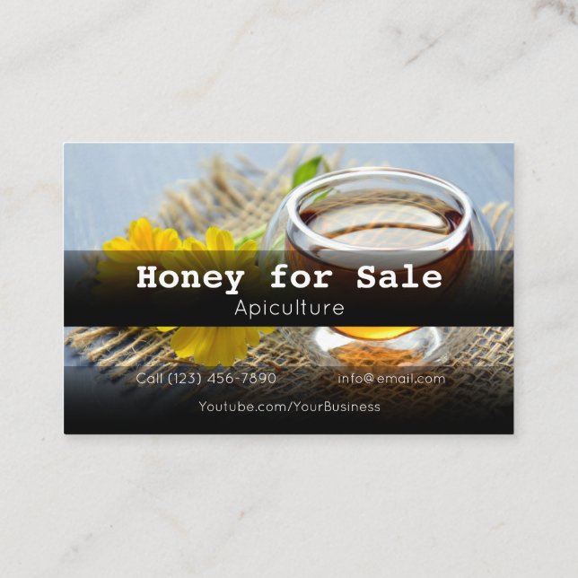 Tarjeta De Visita Empresarios de la empresa Honey for Sale (Reverso)