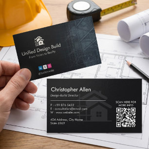 Tarjeta De Visita Empresas de Diseño y Construcción Negocio   Black 