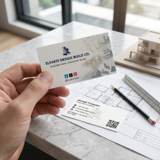 Tarjeta De Visita Empresas de Diseño y Construcción Negocio | White