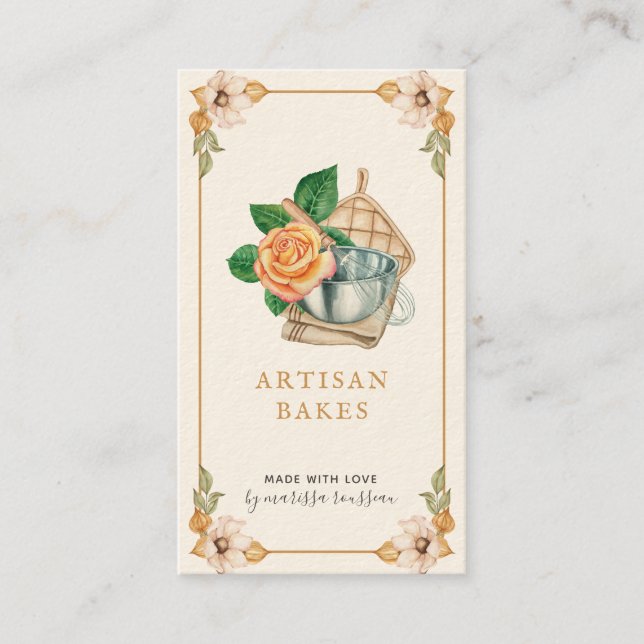 Tarjeta De Visita Empresas de panadería de acuarela Utensil de cocci (Anverso)