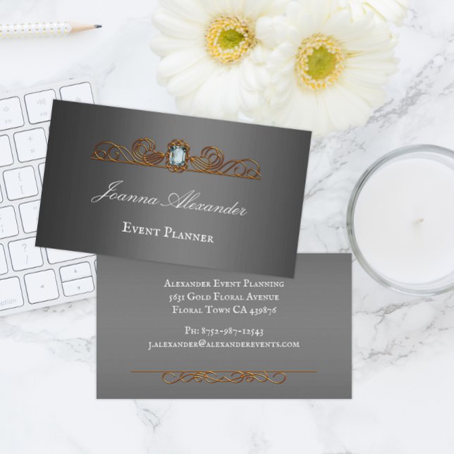 Tarjeta De Visita Empresas personalizadas Diamond and Gold Dark Silv (Subido por el creador)