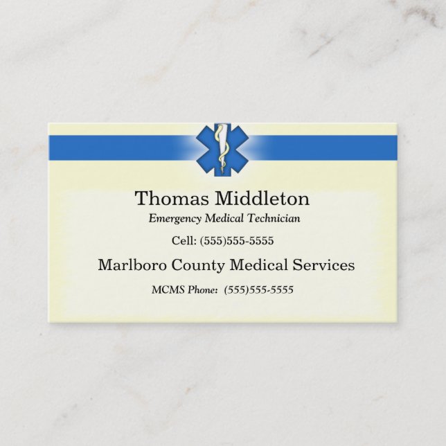 Tarjeta De Visita EMS / EMT Contact Card (Anverso)