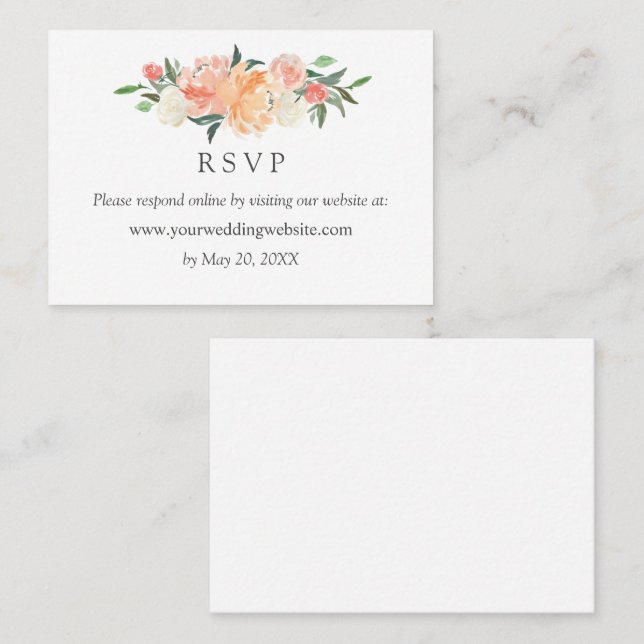 Tarjeta De Visita En flor Boda RSVP Sitio Web Business Car (Anverso / Reverso)