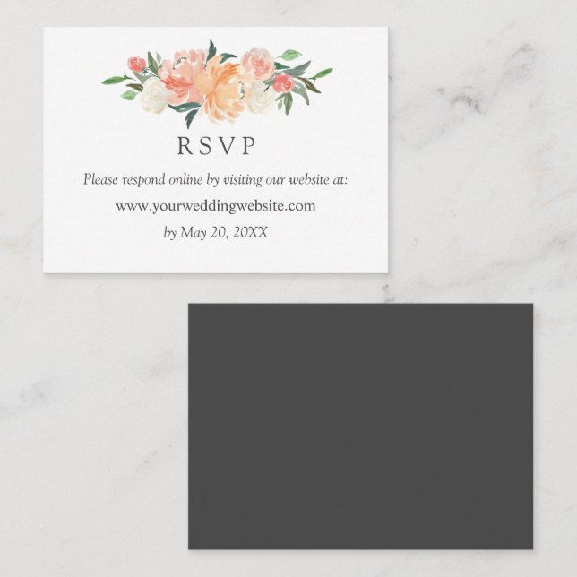 Tarjeta De Visita En flor Boda RSVP Sitio Web Business Car (Anverso / Reverso)