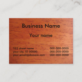 Tarjeta de visita en la cereza manchada de madera