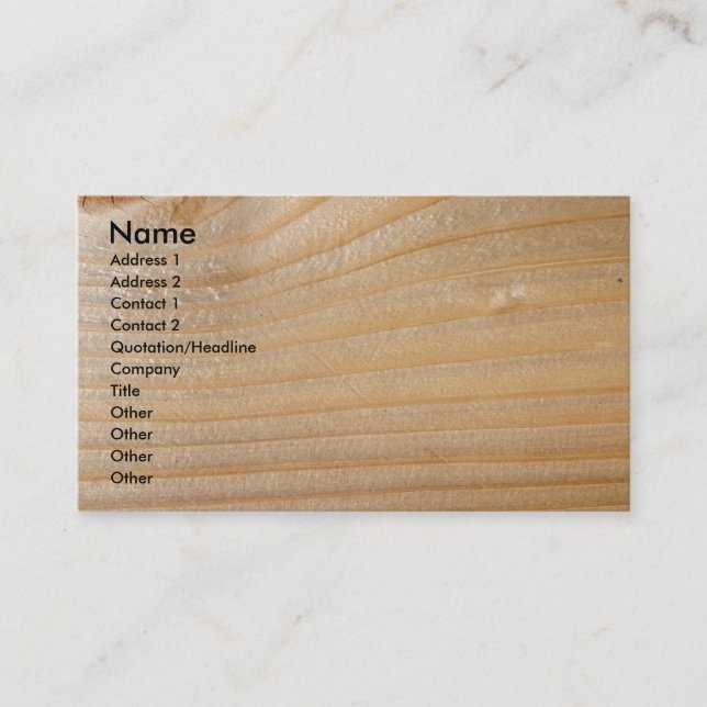 Tarjeta de visita en la madera inacabada (Anverso)