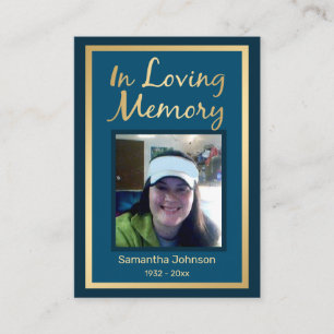 Tarjeta De Visita En la memoria de amor Elegante Faux Gold Photo Bus