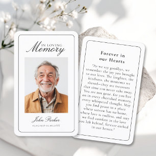 Tarjeta De Visita "En Memoria Amorosa" Foto de Oración Fúnebre