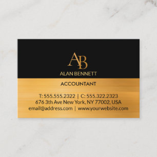 tarjeta de visita en negro y oro