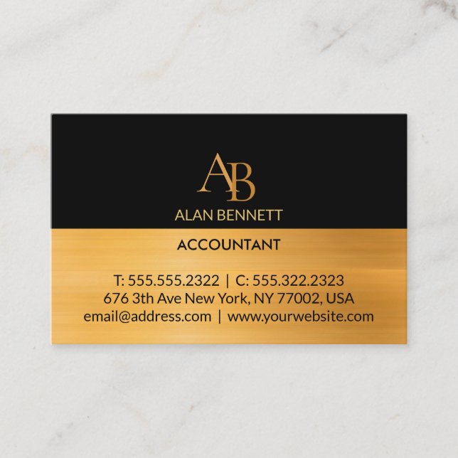 tarjeta de visita en negro y oro (Anverso)
