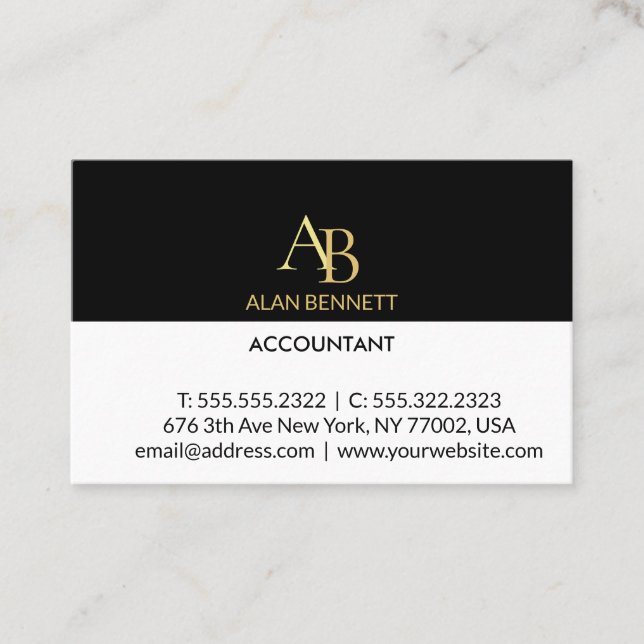 tarjeta de visita en negro y oro (Anverso)