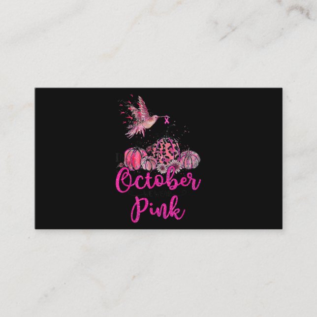 Tarjeta De Visita En Octubre Usamos Cáncer De Mama De Colibrí Rosa (Anverso)