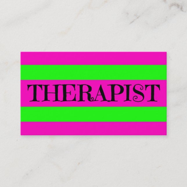Tarjeta de visita en verde y rosa flourescente (Anverso)