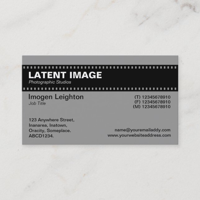 Tarjeta De Visita Encabezado de tira de película - Gris (Anverso)