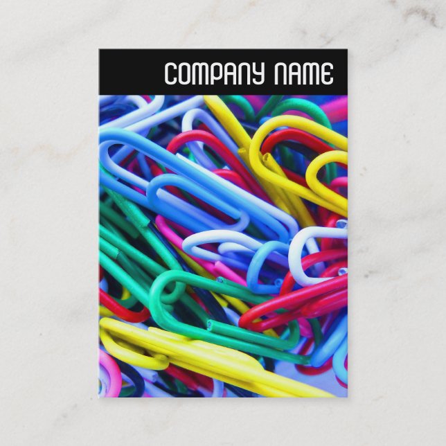 Tarjeta De Visita Encabezado V - Coloridos Paperclips (Anverso)
