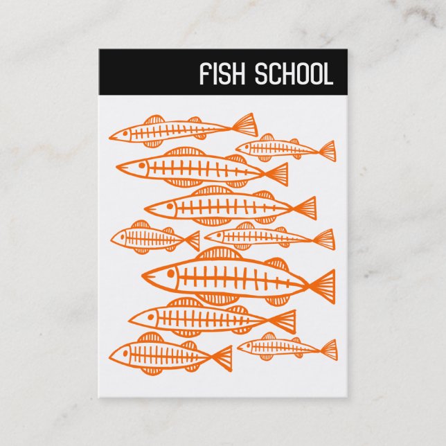 Tarjeta De Visita Encabezado V - ESCUELA DE PESCADO - Naranja (Anverso)