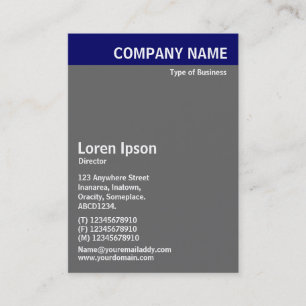 Tarjeta De Visita Encabezado vertical - Azul con gris y blanco