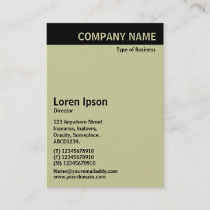 Tarjeta De Visita Encabezado vertical - Negro con CCCC99 gris cálido