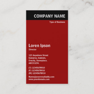 Tarjeta De Visita Encabezado vertical - Negro con Rojo 990000