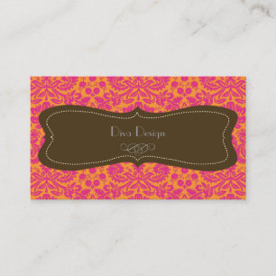 Tarjeta De Visita Encaje, damasco barroco/marrón rosa/castaño/encaje