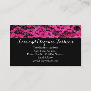 Tarjeta De Visita Encaje Sencillo Rosa Fucsia Moda Romance