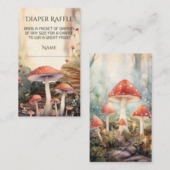 Tarjeta De Visita Encantado Bosque Toadstool Mushroom Diaper Raffle (Anverso / Reverso)