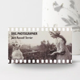 Tarjeta De Visita Encantador fotógrafo de perros de época con código