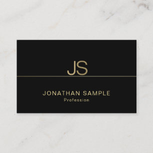 Tarjeta De Visita Encantador Monograma Moderno Elegante Dorado Negro