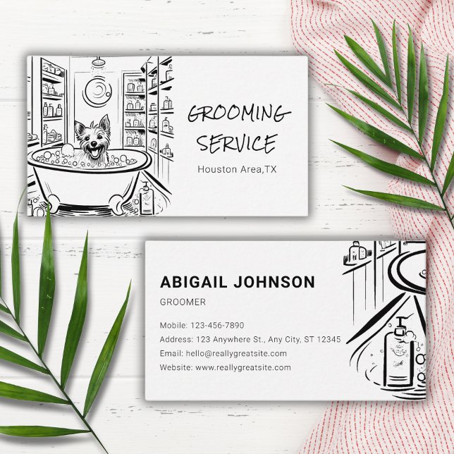 Tarjeta De Visita Encantador perro de esbozo en un Mascota en plena  (Subido por el creador)