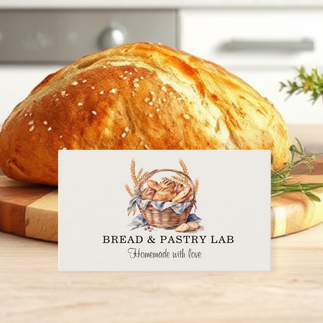 Tarjeta De Visita Encantadora canasta de pan y trigo Panadería (Subido por el creador)