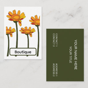 Tarjeta De Visita Encantadora Flor Floral Boutique Naranja Roja Capr