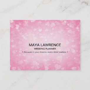 Tarjeta De Visita Encanto Rosa Brillante Luces Corazones Orbes Deste