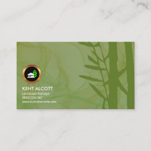 Tarjeta De Visita Encargado verde ahumado simple del paisaje del