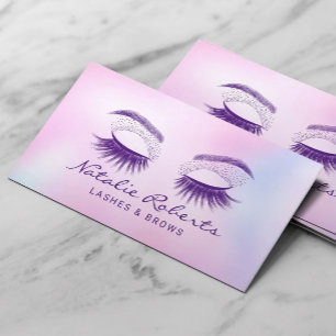 Tarjeta De Visita Encendido Salón Holográfico Eyelash Makeup Artista