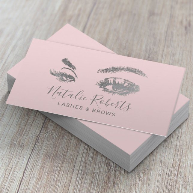 Tarjeta De Visita Encendidos Eyelash Makeup Artista Rubor Salón Rosa (Subido por el creador)