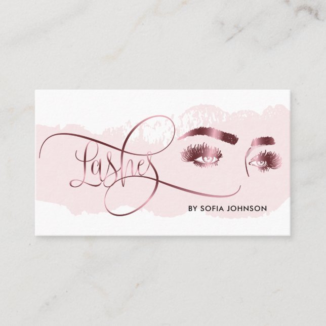 Tarjeta De Visita Encendidos Ojos Maquillaje Rosa de ceja dorada Mic (Anverso)