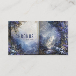 Tarjeta De Visita Enchanted Fairytale Castle Purple Floral Gold Mist