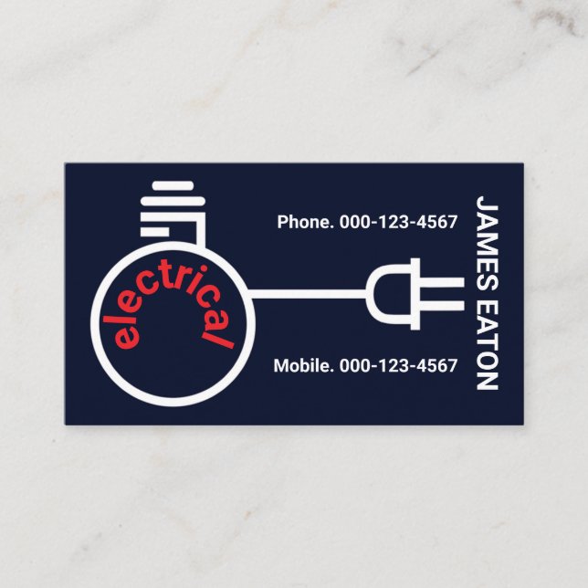 Tarjeta De Visita Enchufe de bombilla cableado eléctrico (Anverso)