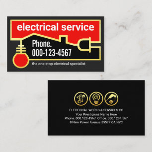 Tarjeta De Visita Enchufe de circuito eléctrico de bombilla de oro