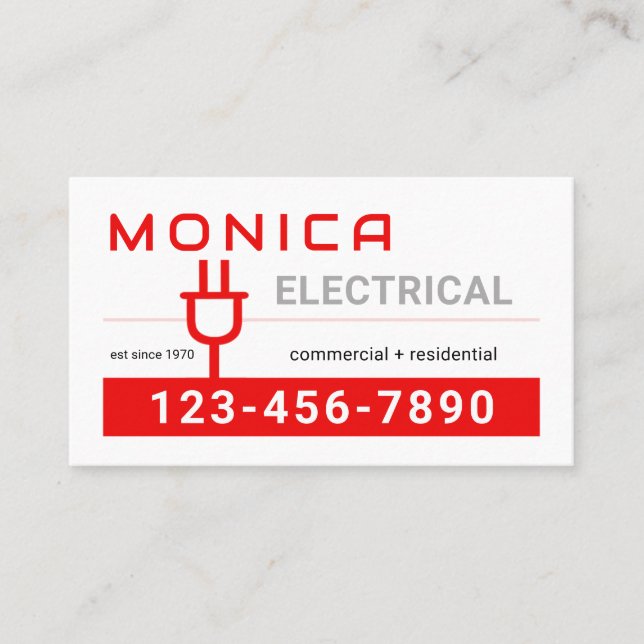 Tarjeta De Visita Enchufe eléctrico rojo retro (Anverso)