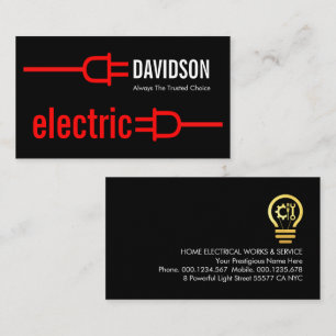 Tarjeta De Visita Enchufe Eléctrico Rojo Retro