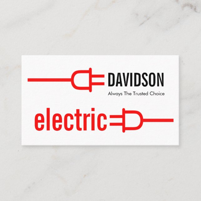 Tarjeta De Visita Enchufe eléctrico rojo retro (Anverso)