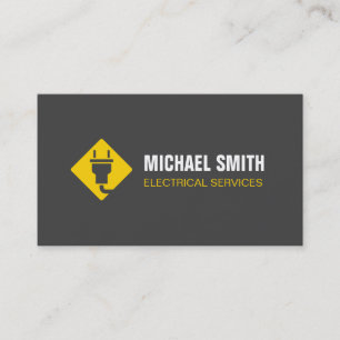 Tarjeta De Visita Enchufe moderno de energía logo amarillo electrici