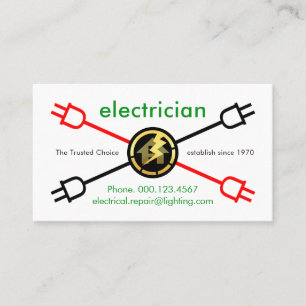 Tarjeta De Visita Enchufes de energía entrecruzados Servicio Eléctri
