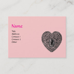 Tarjeta De Visita ENCJE DE ENCANTADOR CON CORAZÓN DE ENCAJE ,rosa, f