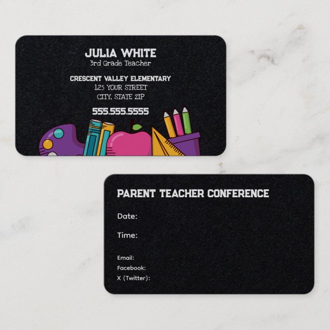 Tarjeta De Visita Encuentro Escolar de PTA (Anverso / Reverso)