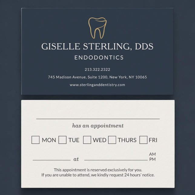 Tarjeta De Visita Endodontics Dentistry Tooth Appointment Reminder (Subido por el creador)