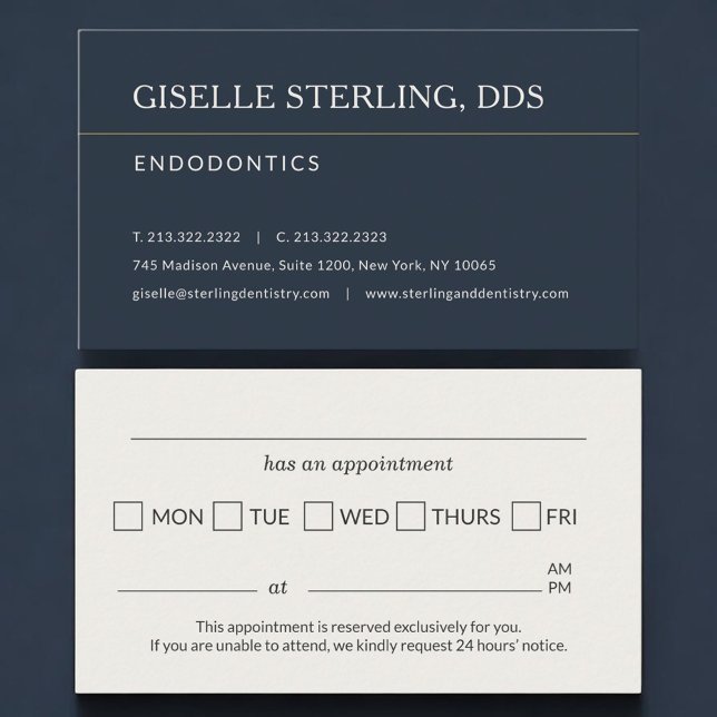 Tarjeta De Visita Endodontics Office Appointment Reminder (Subido por el creador)
