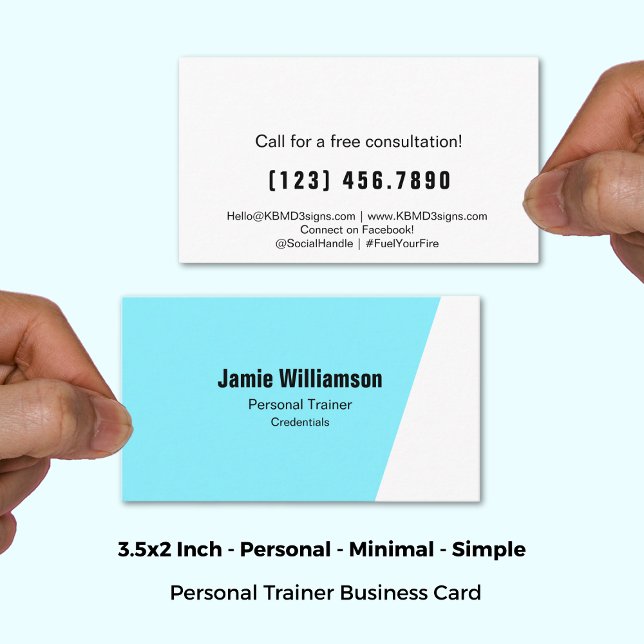Tarjeta De Visita Energetic Electric Blue Personal Trainer (3.5x2 Inch, Energetic Electric Blue Personal Trainer Business Card)