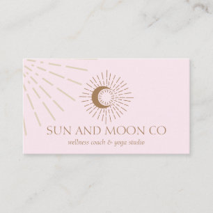 Tarjeta De Visita Energía Curativa Rosa Marrón Sol Luz Luna Espiritu